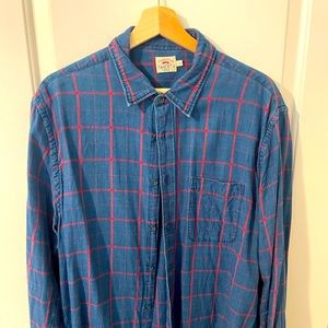 Faherty Men’s Indigo Windowpane Shirt L